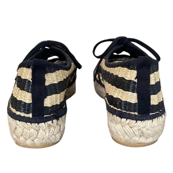 LOEFFLER RANDALL Alfie Raffia Black Tan Striped Espadrille Sneakers - Picture 10 of 12